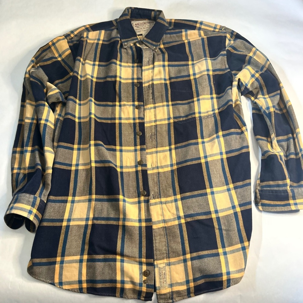 Abercrombie Fitch Mens Vintage Plaid Flannel Shirt Long Sleeve Button Casual M‎